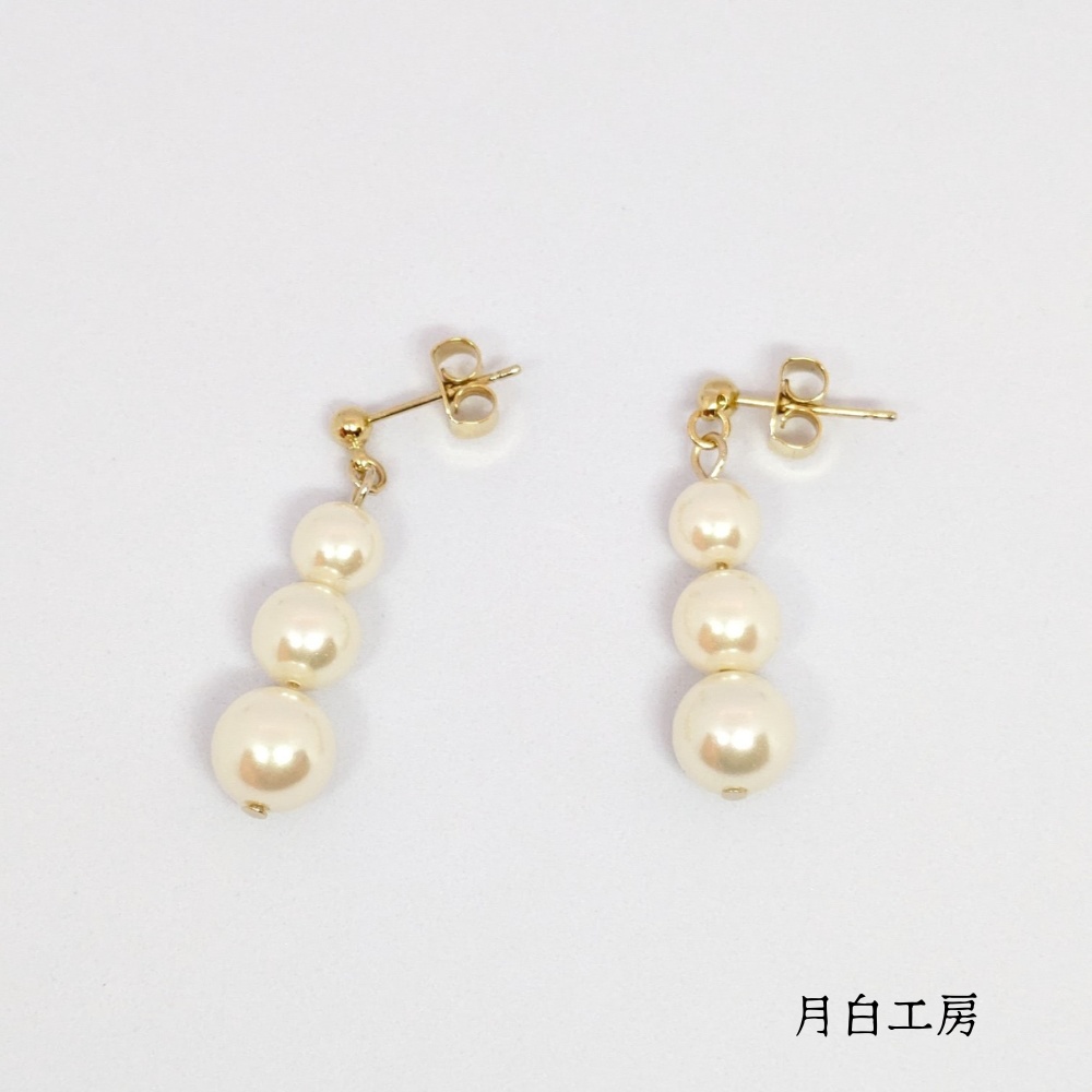 NO.28 シンプル シルキーパール グラデーション ピアス