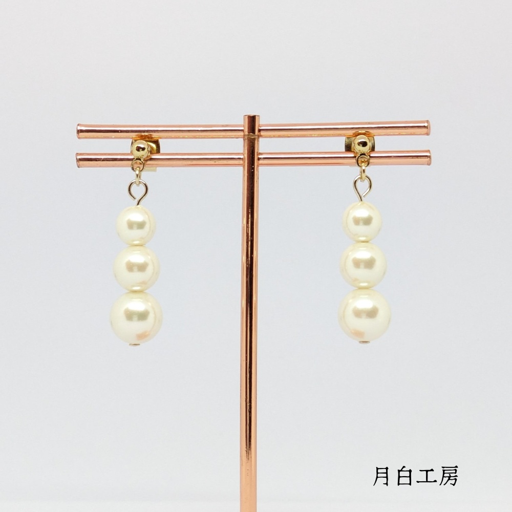 NO.28　シンプル　シルキーパール　グラデーション　ピアス