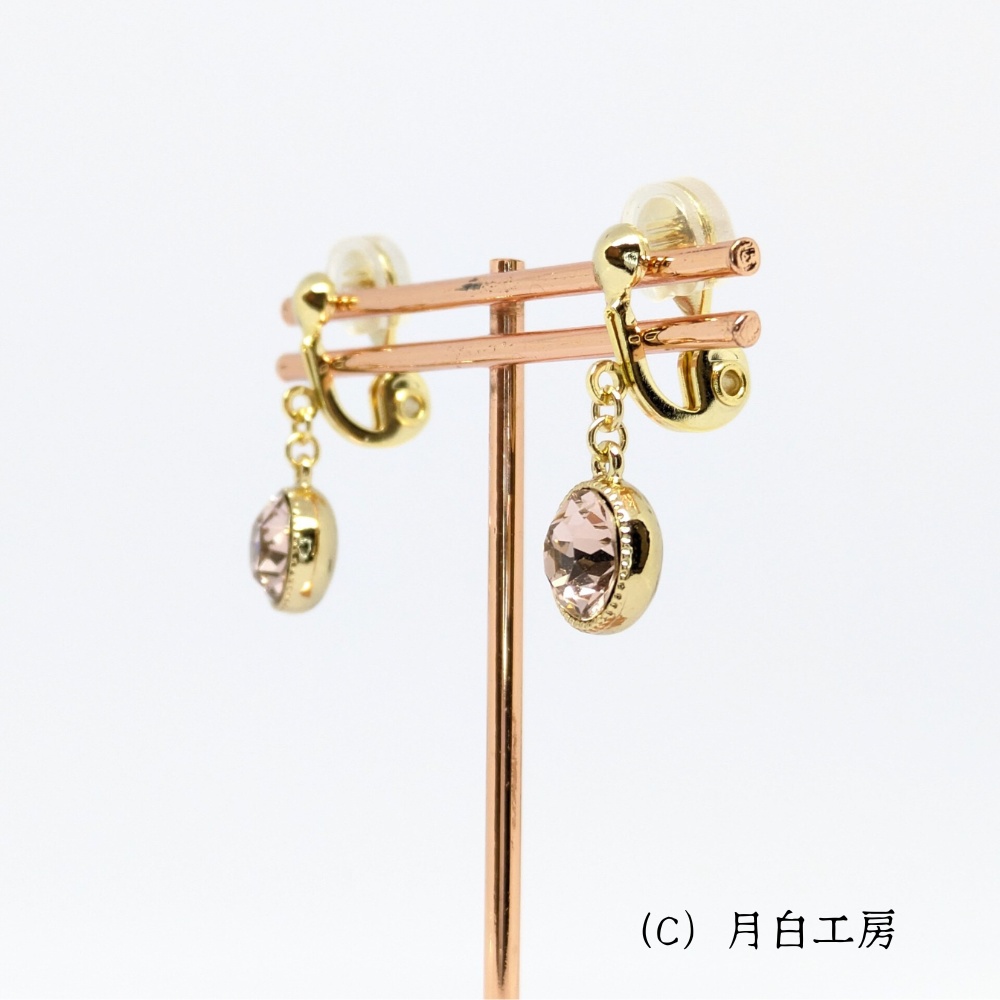 NO.31 大人ピンク クリスタルガラス ヴィンテージローズ イヤリング
