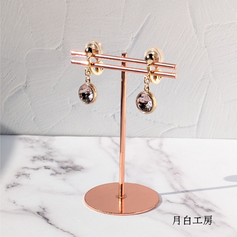 NO.31 大人ピンク クリスタルガラス ヴィンテージローズ イヤリング