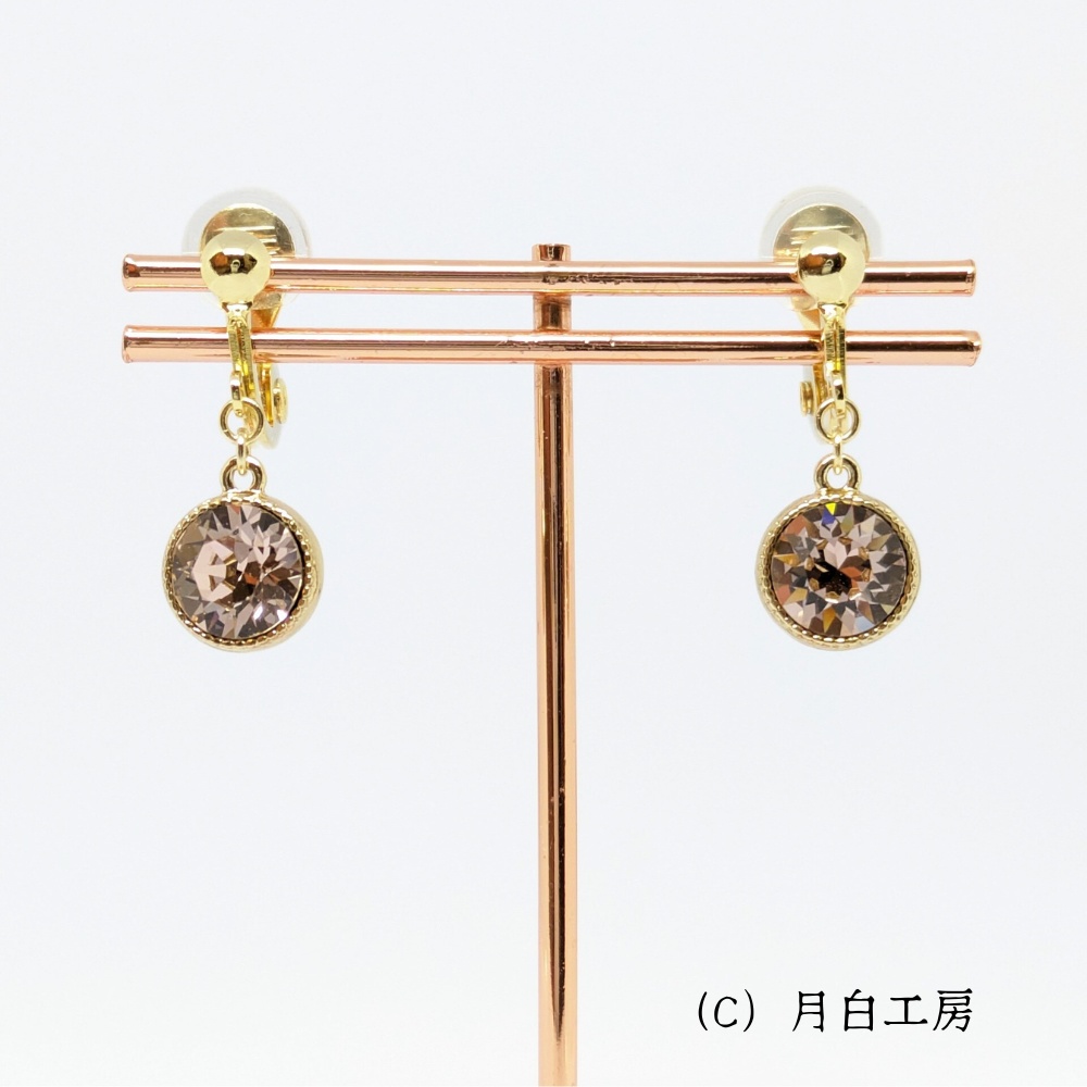 NO.31 大人ピンク クリスタルガラス ヴィンテージローズ イヤリング