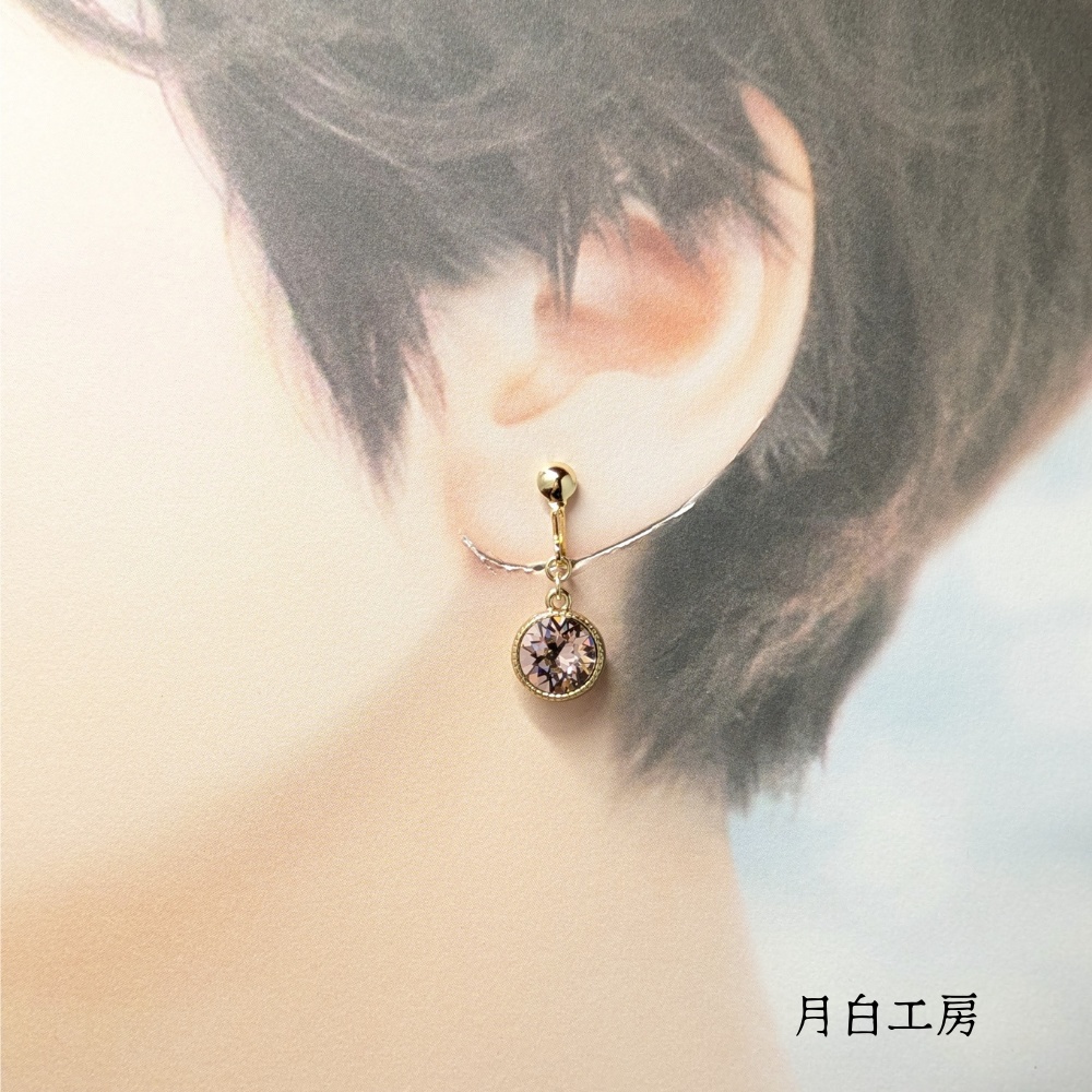 NO.31 大人ピンク クリスタルガラス ヴィンテージローズ イヤリング