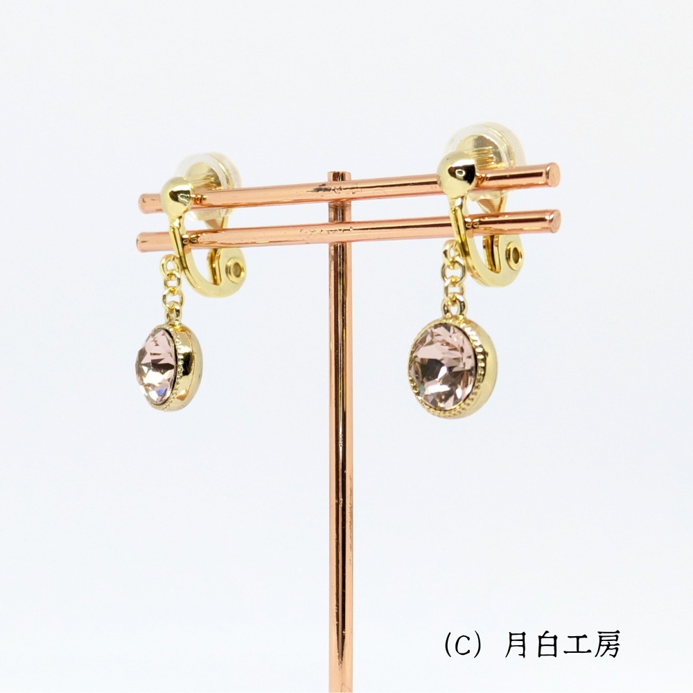 NO.31 大人ピンク クリスタルガラス ヴィンテージローズ イヤリング