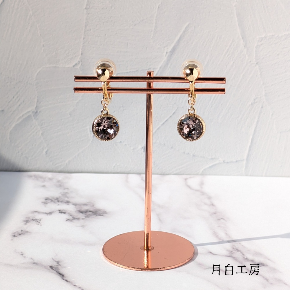 NO.31　大人ピンク　クリスタルガラス　ヴィンテージローズ　イヤリング