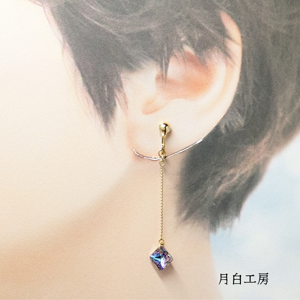 NO.36 【1点物】クリスタルガラス ヴィトレイルライト イヤリング