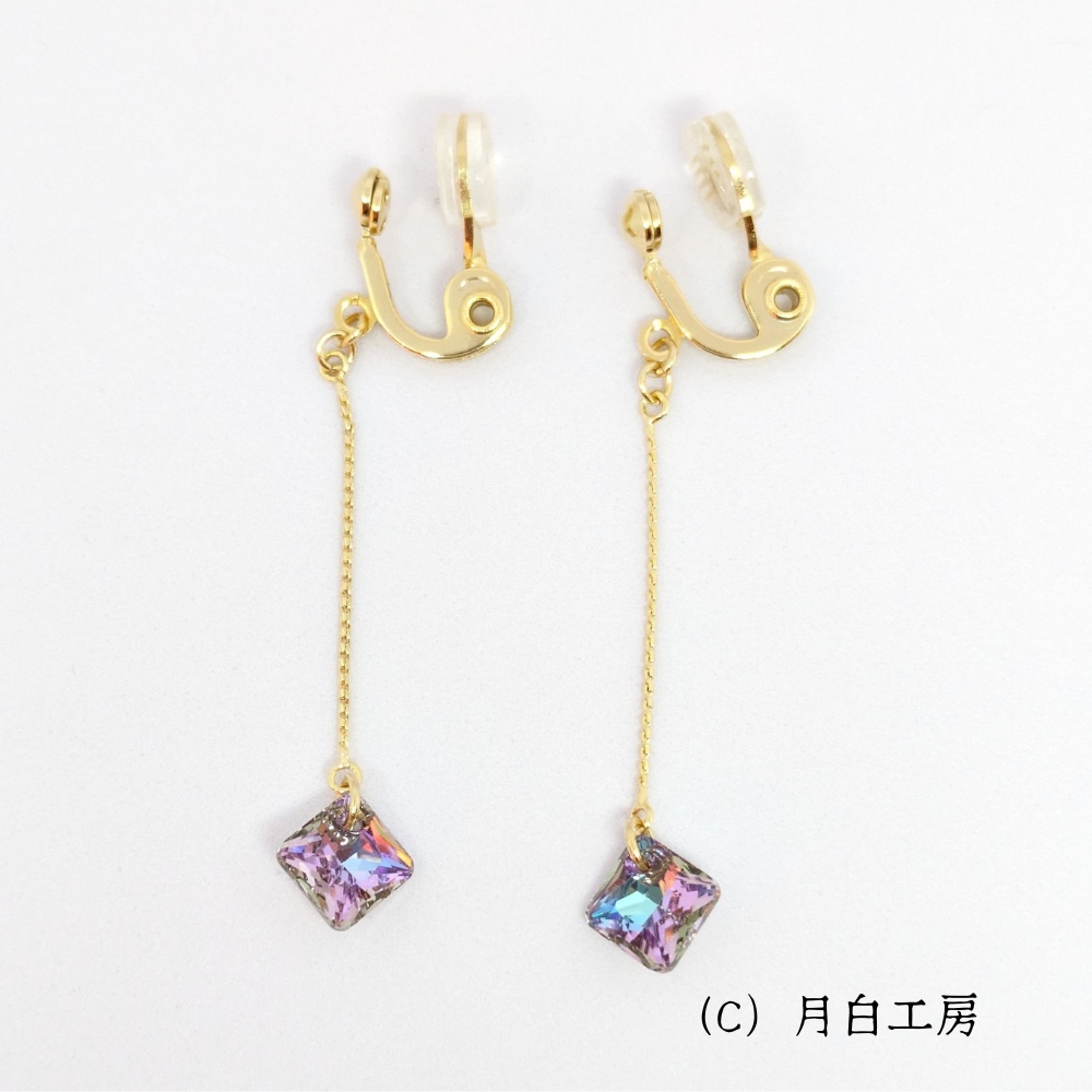 NO.36 【1点物】クリスタルガラス ヴィトレイルライト イヤリング