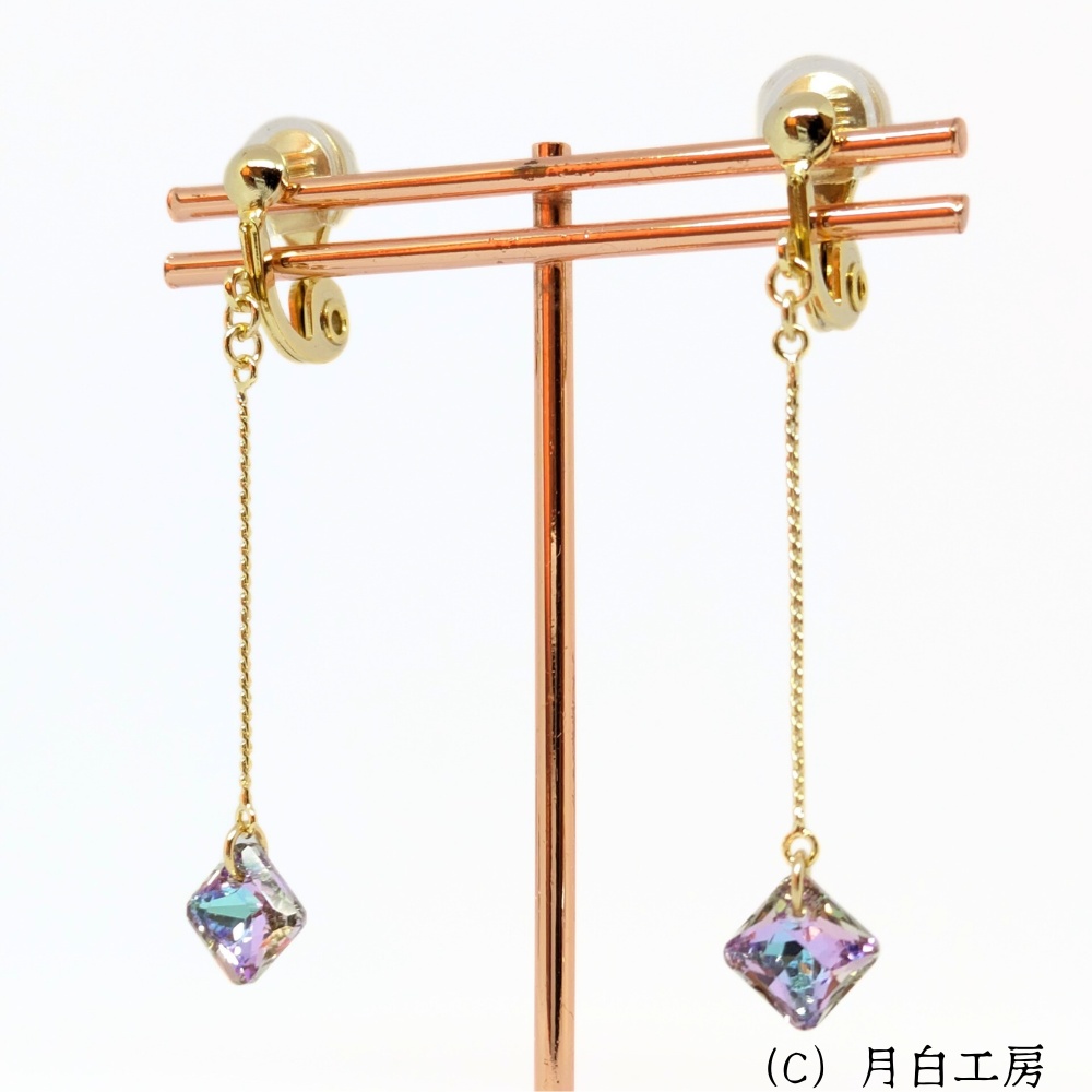 NO.36 【1点物】クリスタルガラス ヴィトレイルライト イヤリング