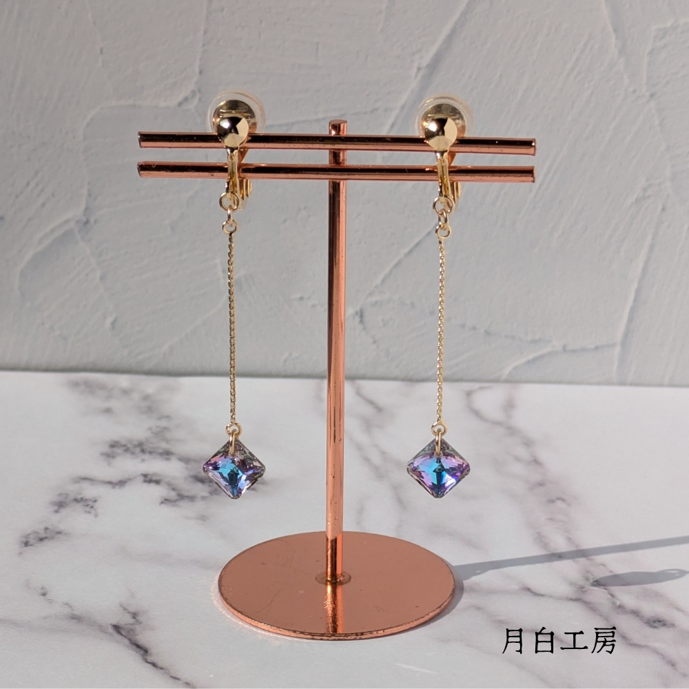 NO.36 【1点物】クリスタルガラス ヴィトレイルライト イヤリング