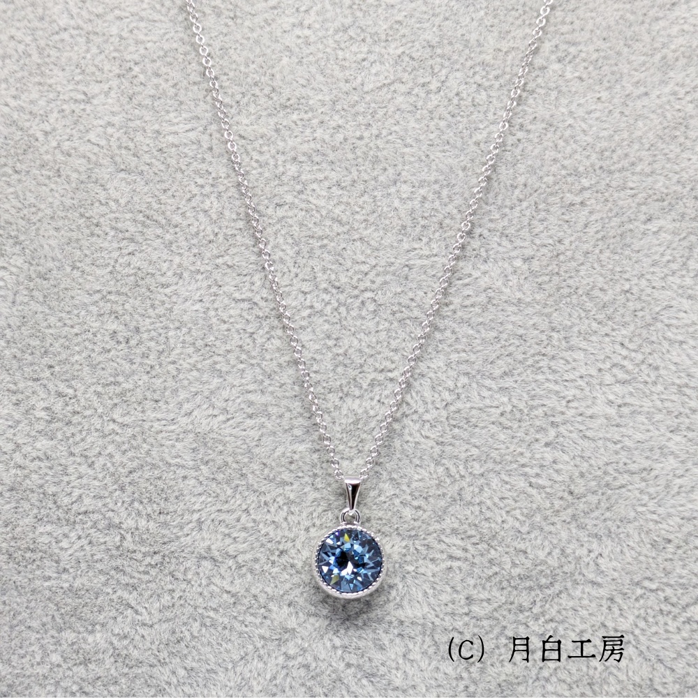 NO.32 クリスタルガラス アクアマリン ネックレス