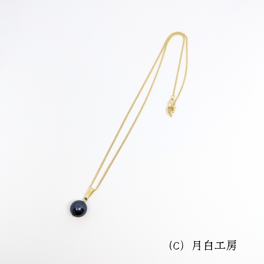 NO.80 クリスタルパール【ナイトブルー/10mm】1粒ネックレス