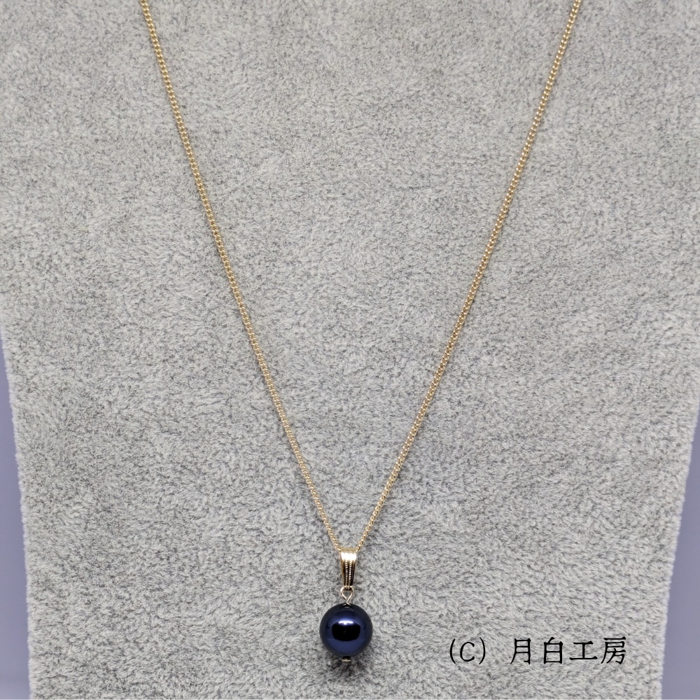 NO.80 クリスタルパール【ナイトブルー/10mm】1粒ネックレス