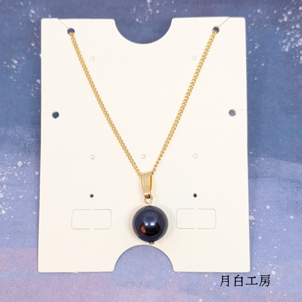 NO.80 クリスタルパール【ナイトブルー/10mm】1粒ネックレス