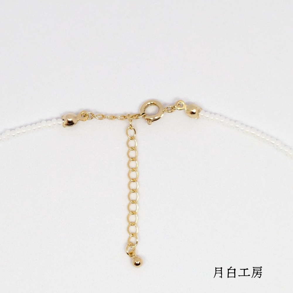 NO.113 ビーズフープのペンダントトップ付き ビーズネックレス 【ライトコロラドトパーズ】