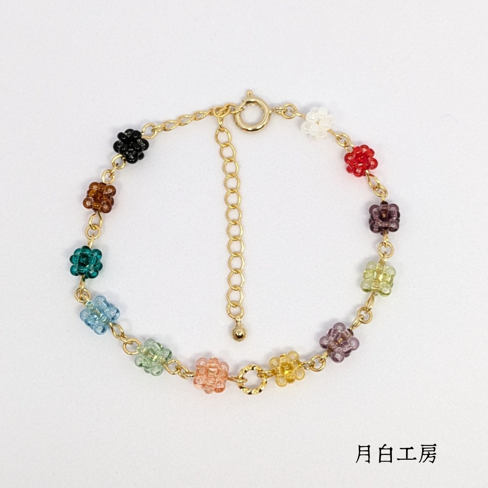 NO.116 小さなビーズボールのブレスレット マルチカラー