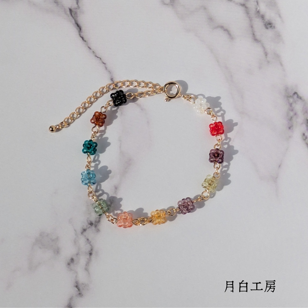 NO.116　小さなビーズボールのブレスレット　マルチカラー