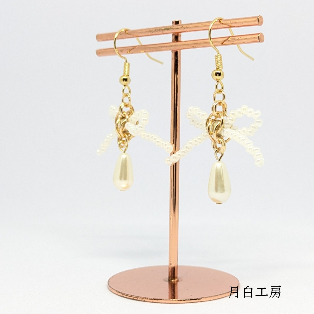 NO.142 リボン チェーンメイル ピアス