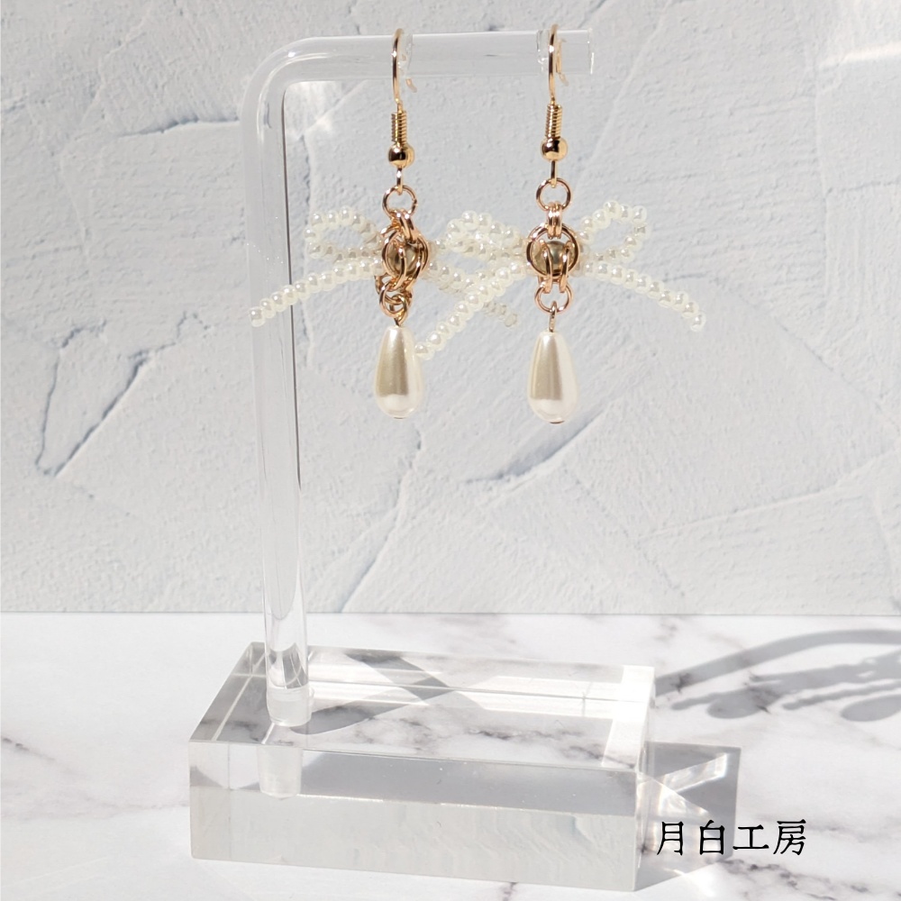 NO.142 リボン チェーンメイル ピアス