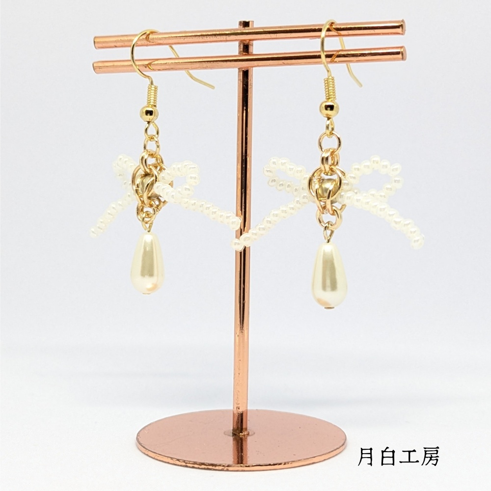 NO.142 リボン チェーンメイル ピアス