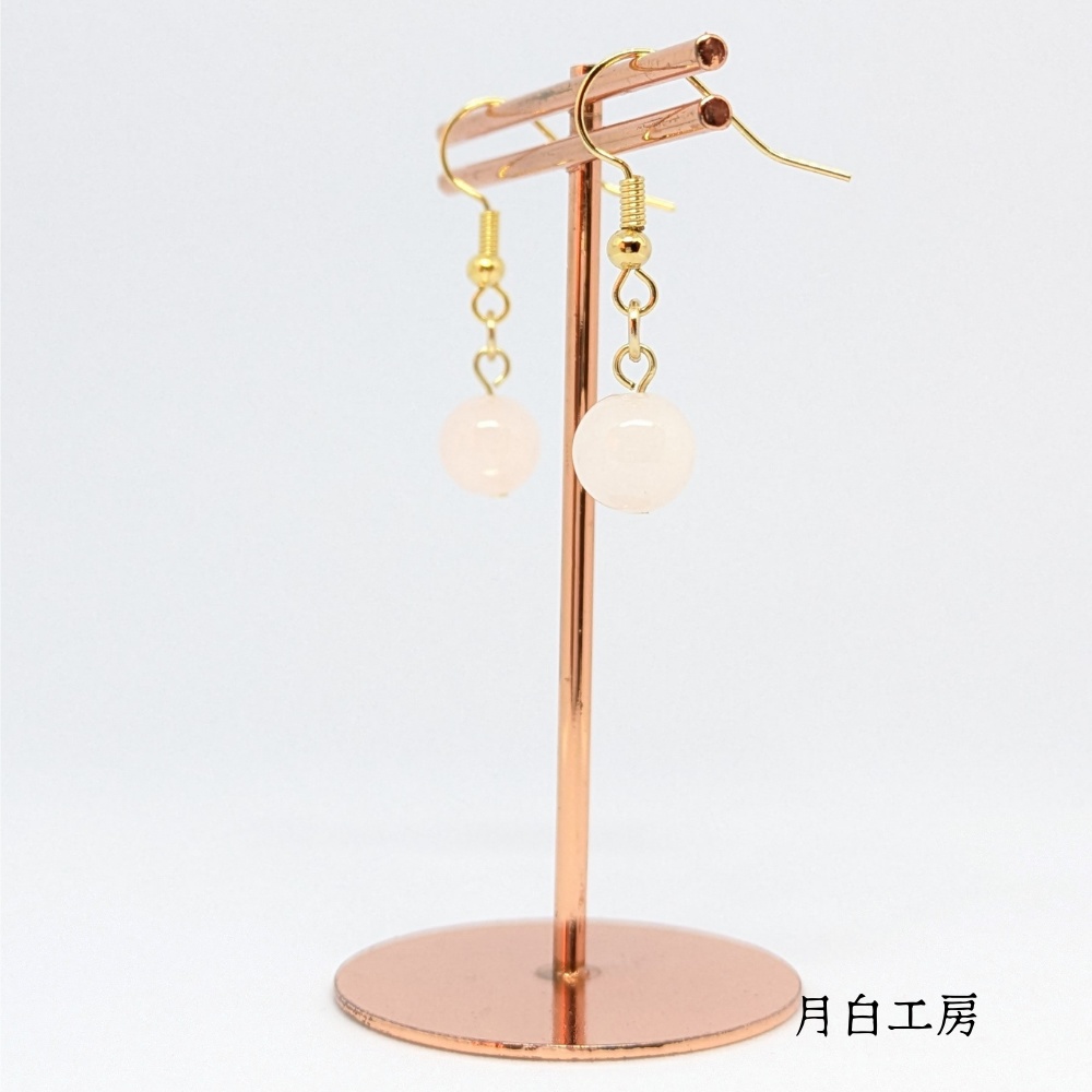 NO.150 天然石 ローズクォーツ 丸玉約8mm ピアス