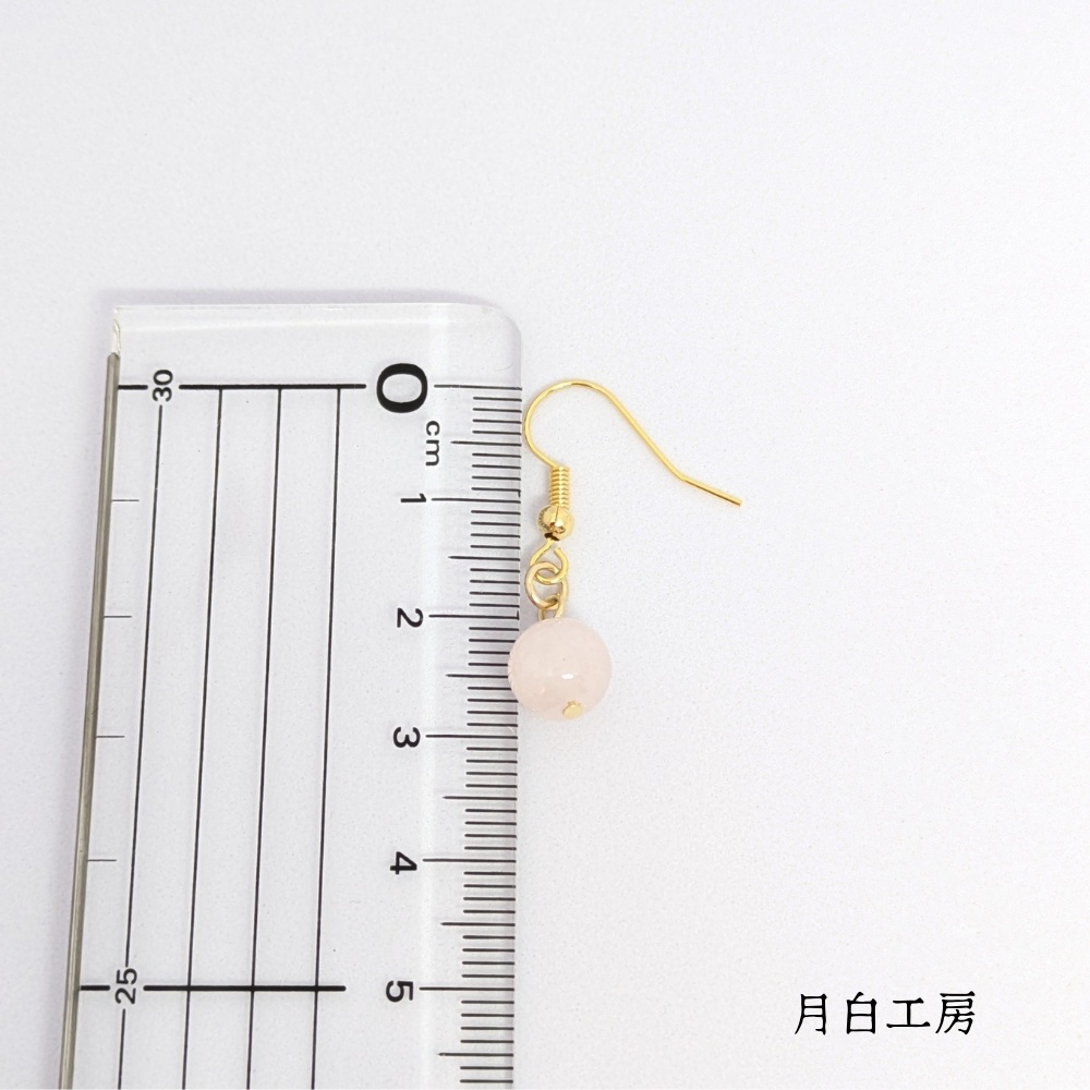 NO.150 天然石 ローズクォーツ 丸玉約8mm ピアス