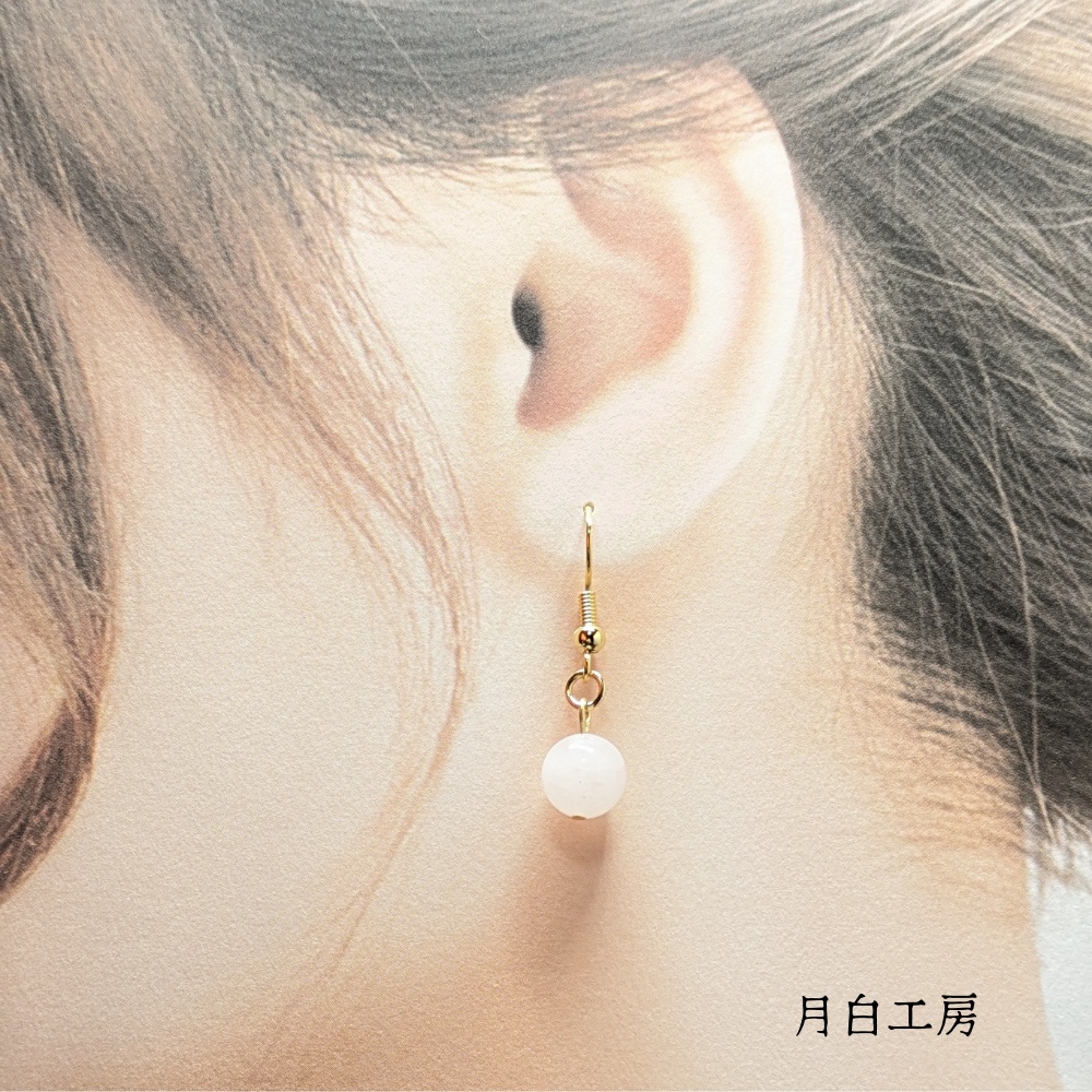 NO.150 天然石 ローズクォーツ 丸玉約8mm ピアス