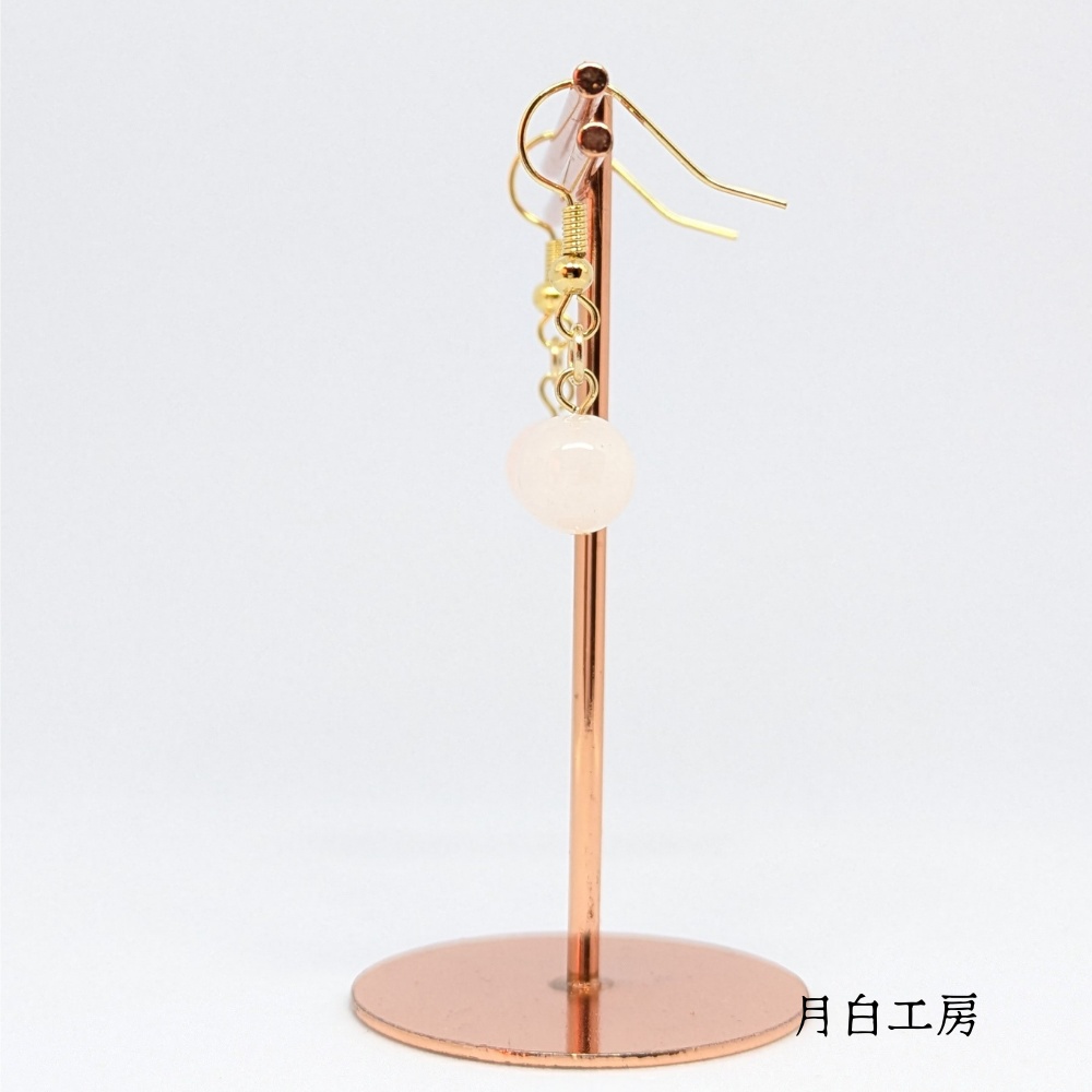 NO.150 天然石 ローズクォーツ 丸玉約8mm ピアス