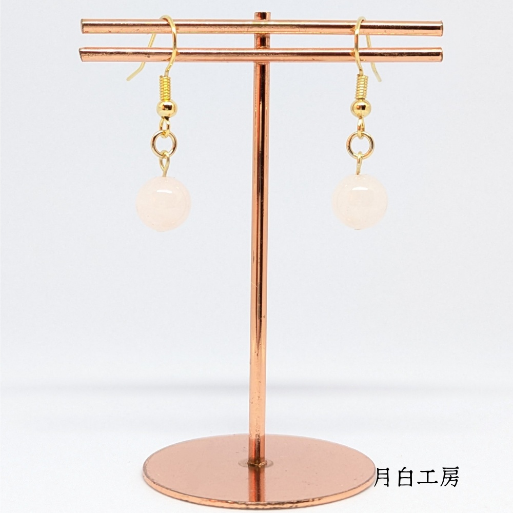 NO.150 天然石 ローズクォーツ 丸玉約8mm ピアス