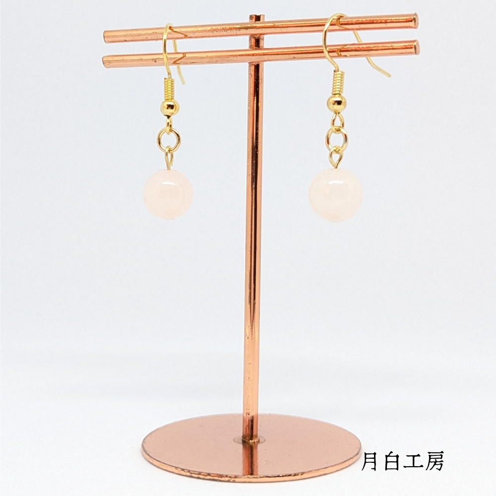 NO.150 天然石 ローズクォーツ 丸玉約8mm ピアス