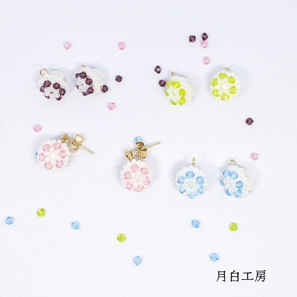 NO.130 選べるカラー フラワードームパール ピアス