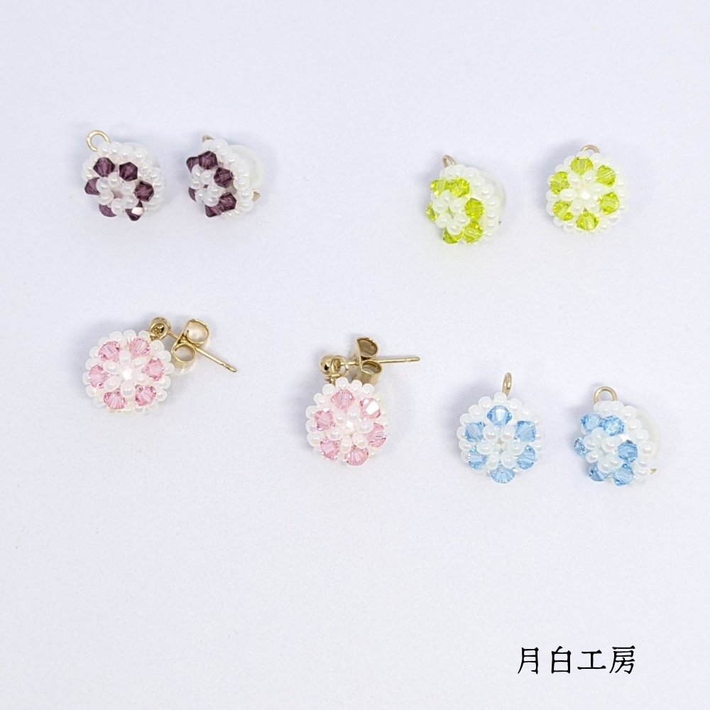 NO.130 選べるカラー フラワードームパール ピアス