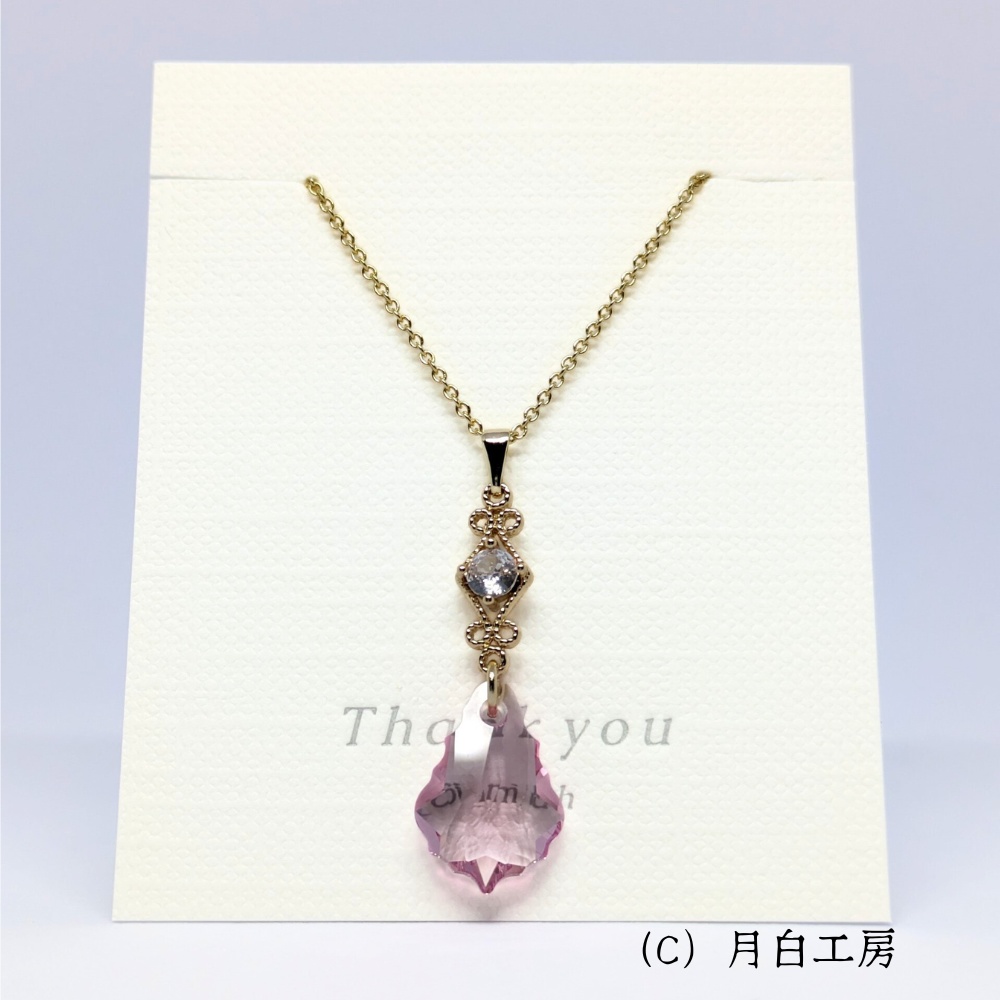 NO.43 【1点物】クリスタルガラス ライトローズのネックレス