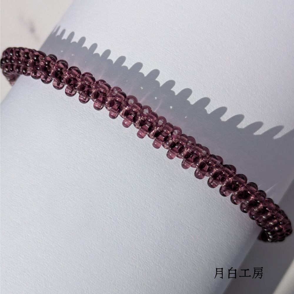 NO.20 △チューブのテグス編みブレスレット【アメジストカラー】紫 重ね付けにも◎