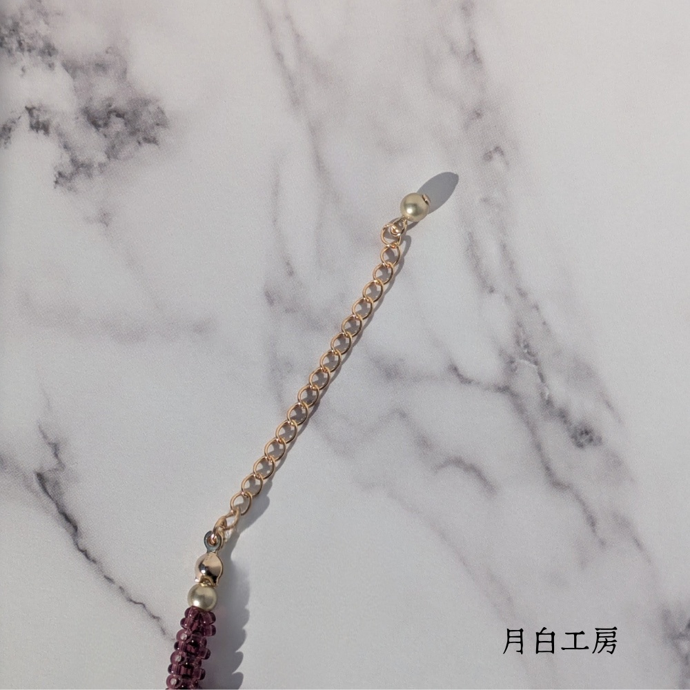 NO.20 △チューブのテグス編みブレスレット【アメジストカラー】紫 重ね付けにも◎