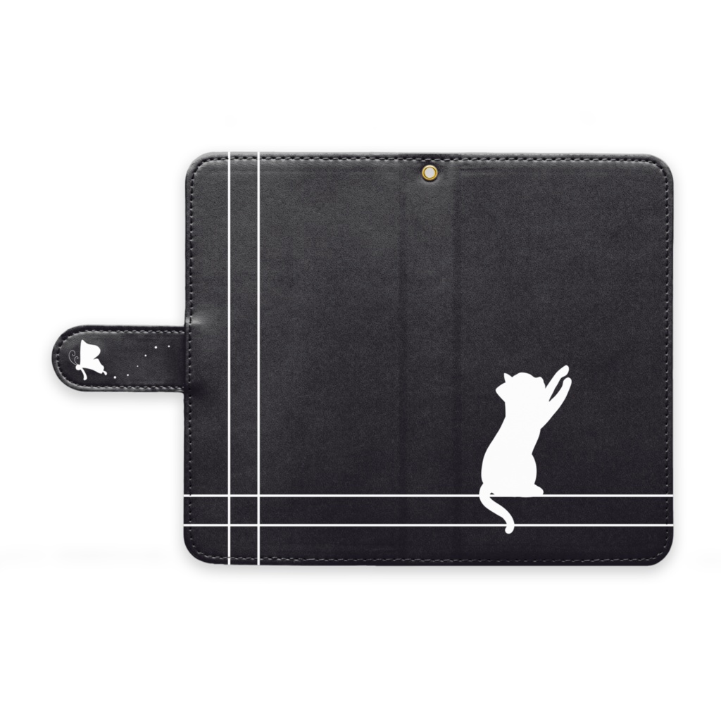 猫と蝶の手帳型ケース(android M)