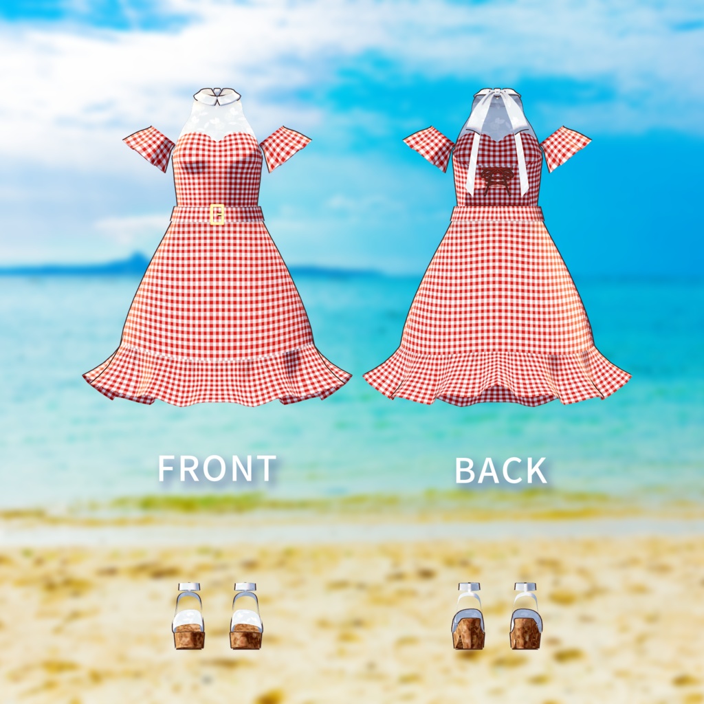 【3アバター対応】ギンガムサマーワンピース【サポート終了】