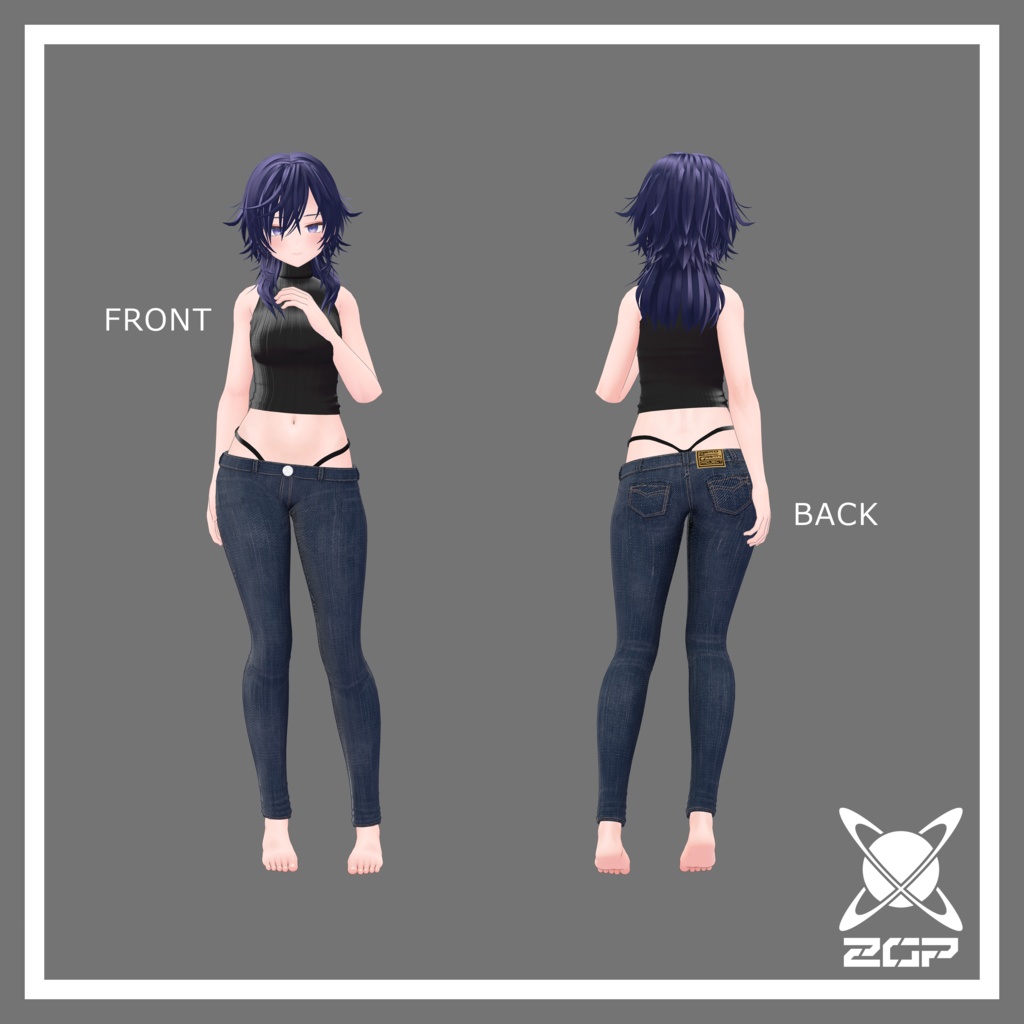 【まるぼでぃ対応】シンプルノースリーブニット&スキニージーンズ