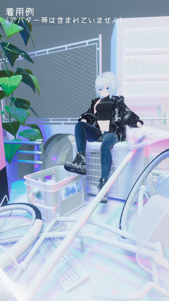 【桔梗対応】シンプルノースリーブニット&スキニージーンズ