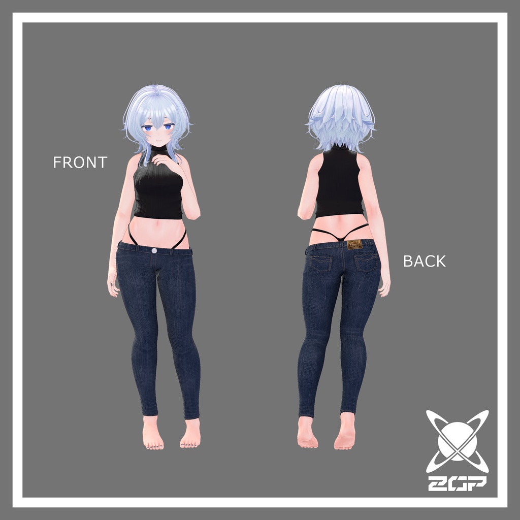 【桔梗対応】シンプルノースリーブニット&スキニージーンズ