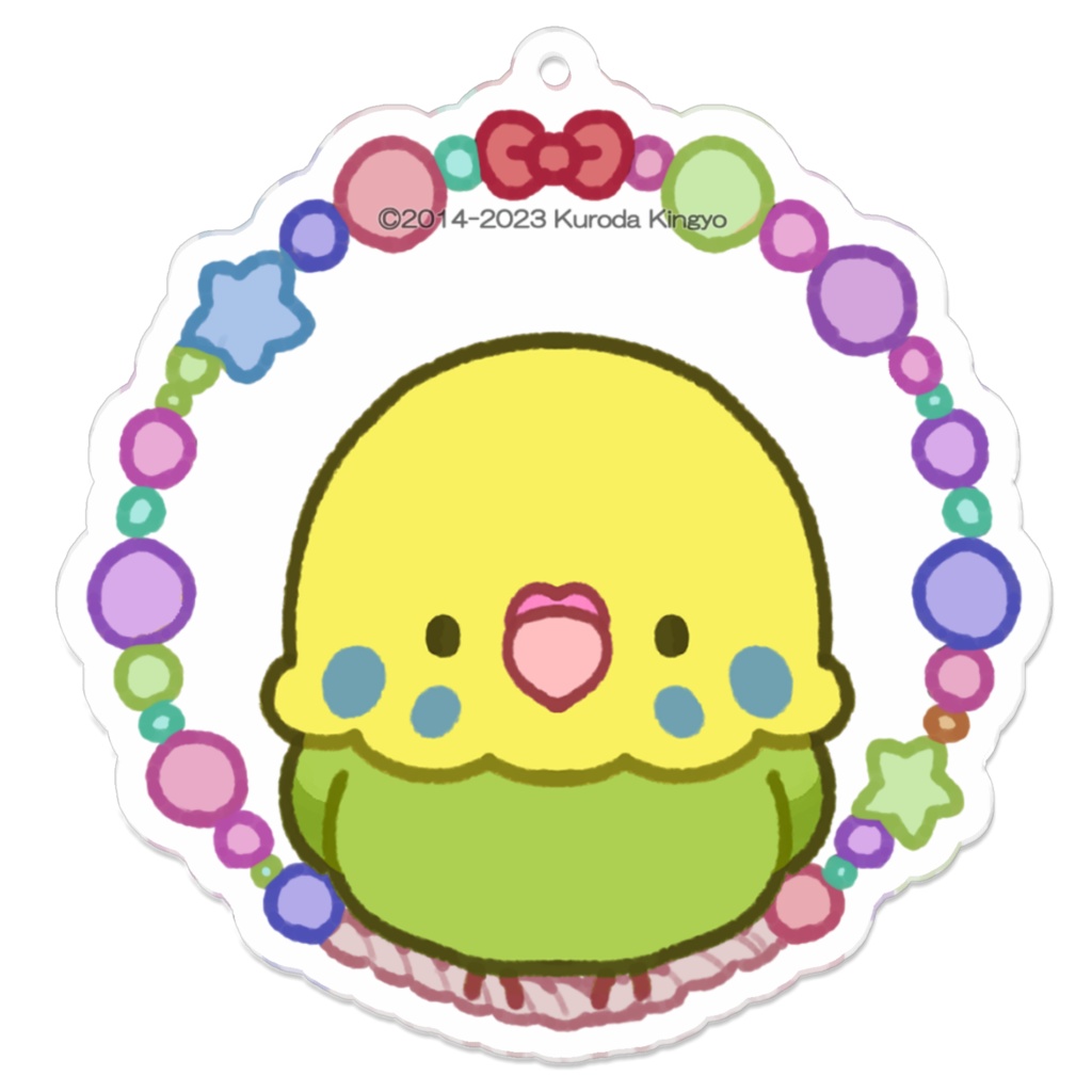 ブランコに乗るセキセイインコ(アクリルキーホルダー)