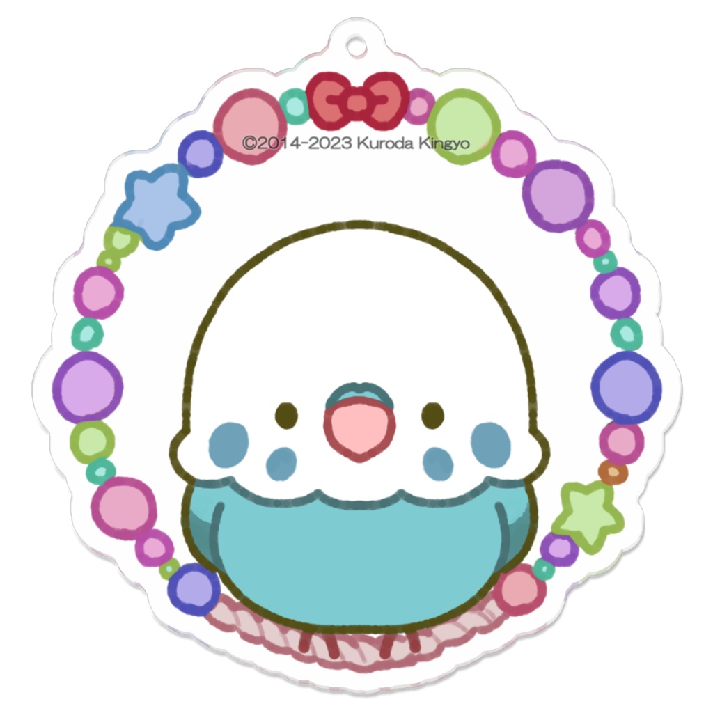 ブランコに乗るセキセイインコ青(アクリルキーホルダー)