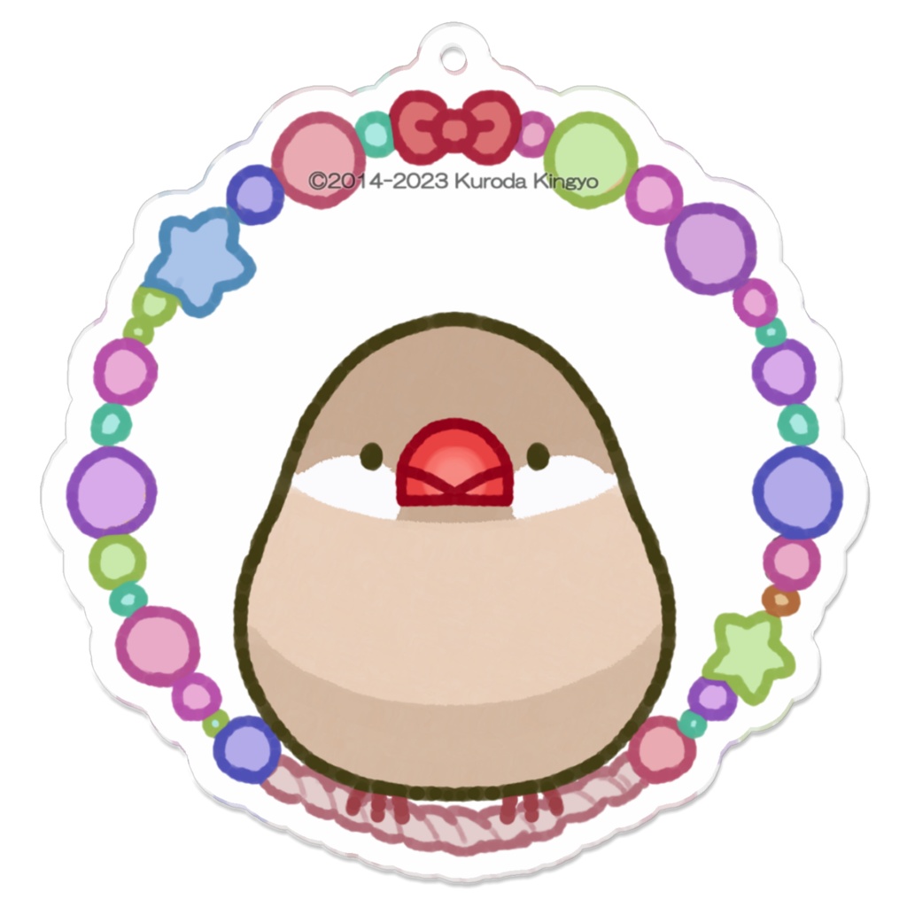 ブランコに乗るクリーム文鳥(アクリルキーホルダー)