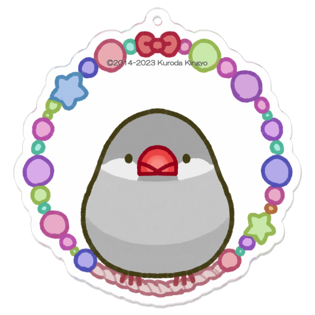 ブランコに乗るシルバー文鳥(アクリルキーホルダー)