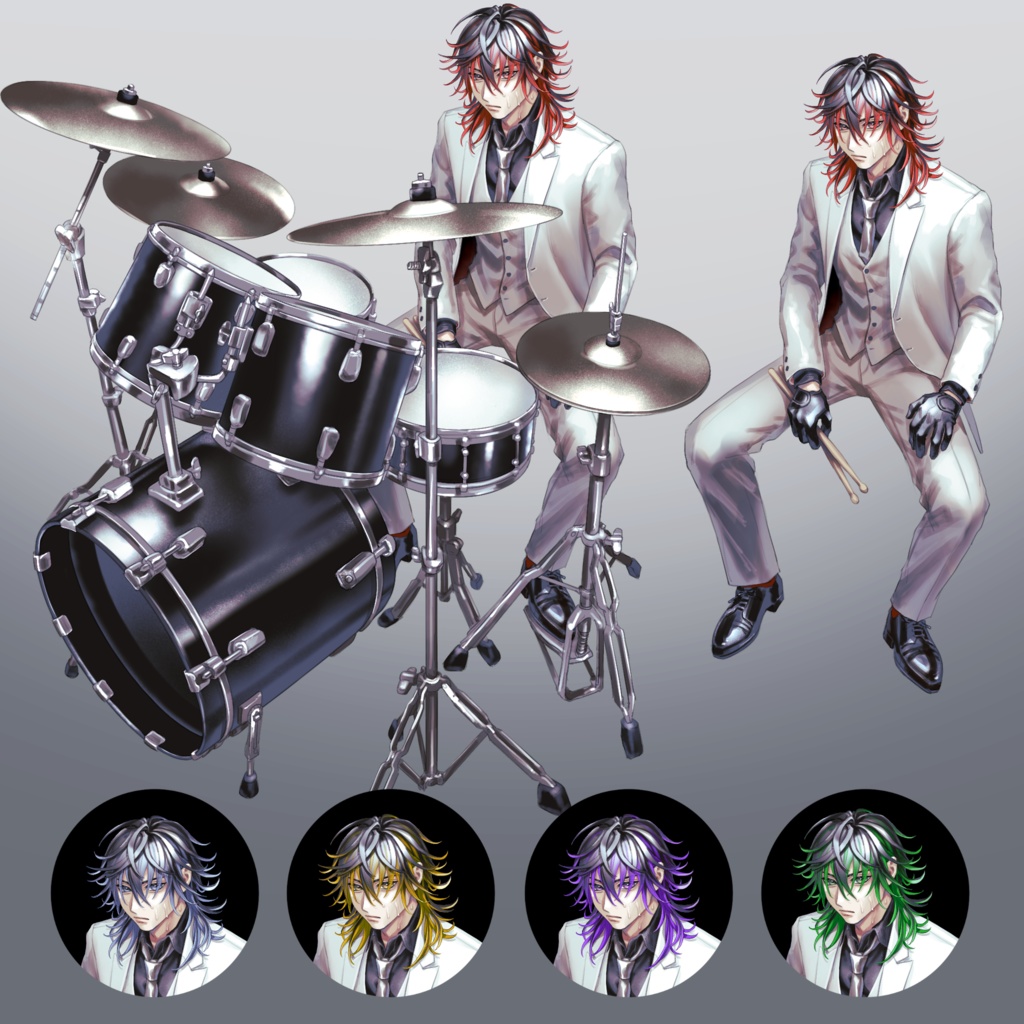 【無料あり】楽器・全身立ち絵素材(男性)