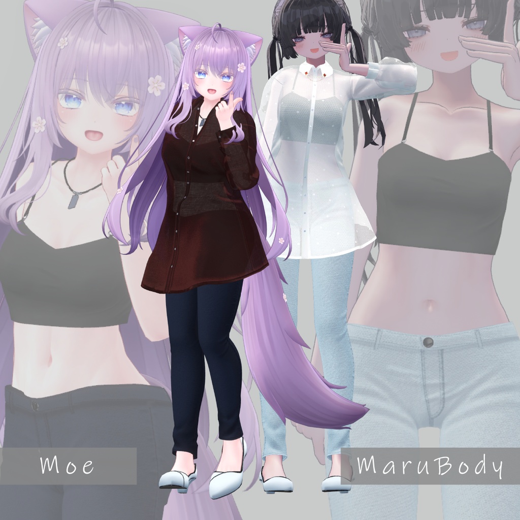 【複数アバター対応】シースルーシャツセット