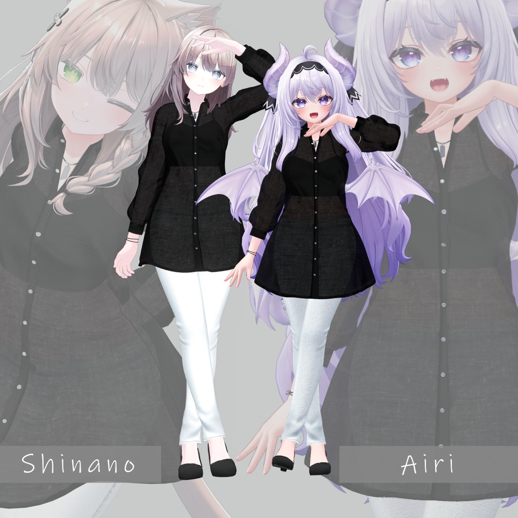 【複数アバター対応】シースルーシャツセット