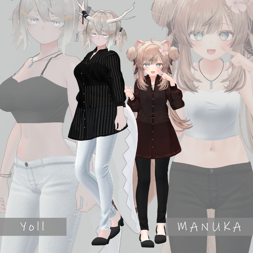 【複数アバター対応】シースルーシャツセット