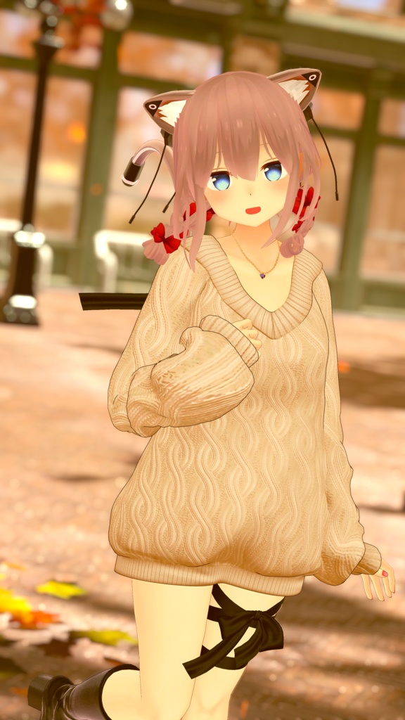 【複数アバター対応】スイートリボンニット