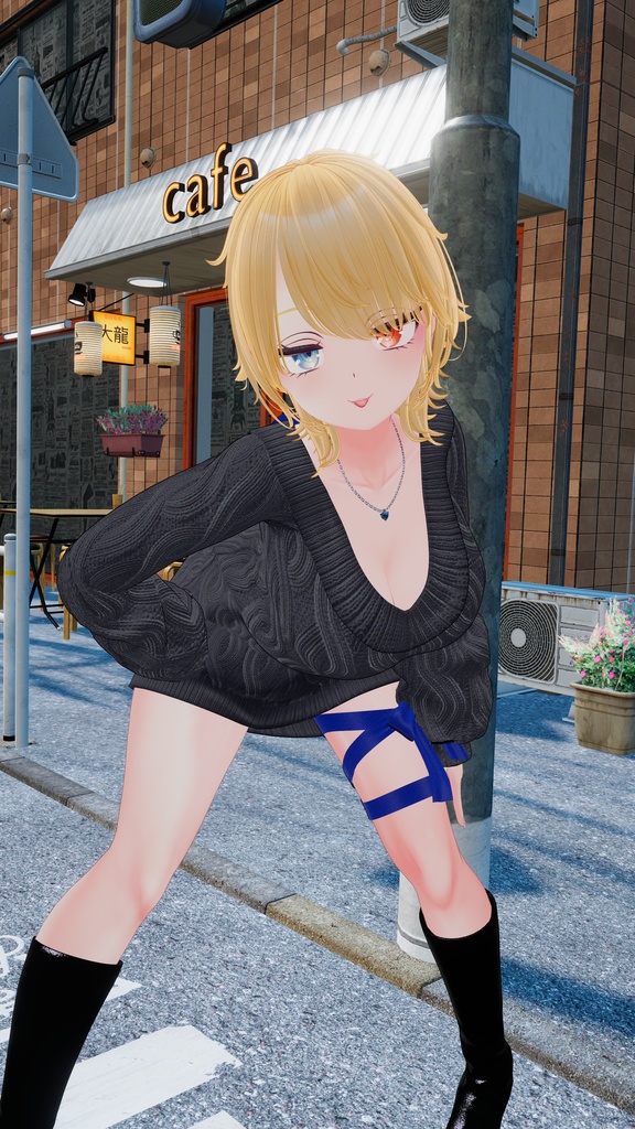 【複数アバター対応】スイートリボンニット