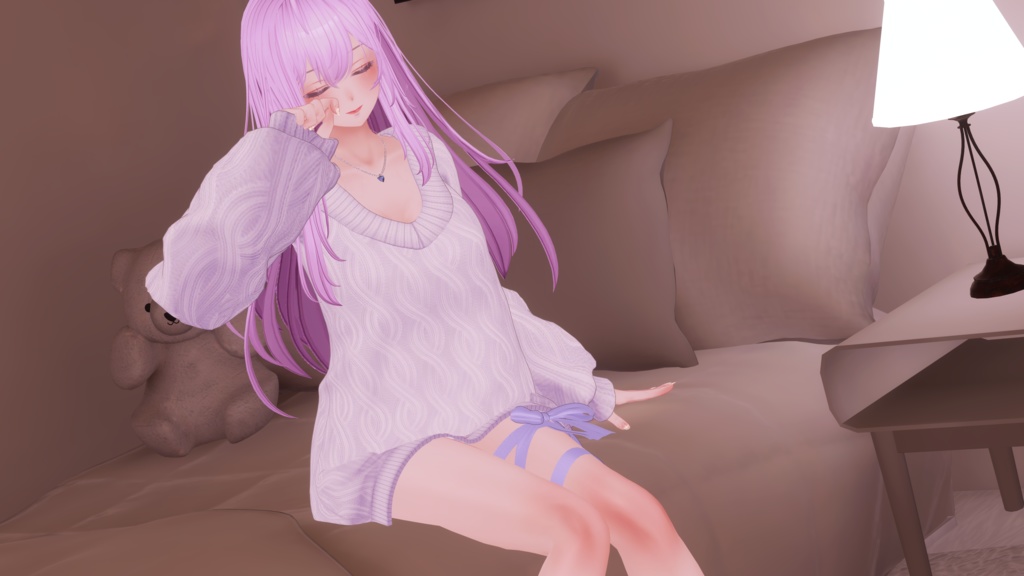 【複数アバター対応】スイートリボンニット