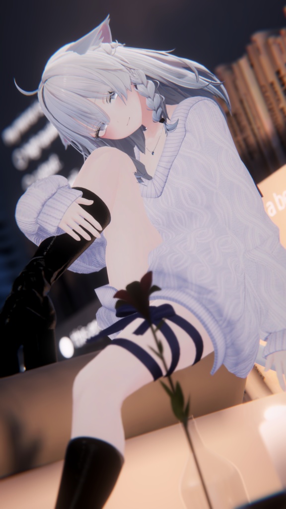 【複数アバター対応】スイートリボンニット